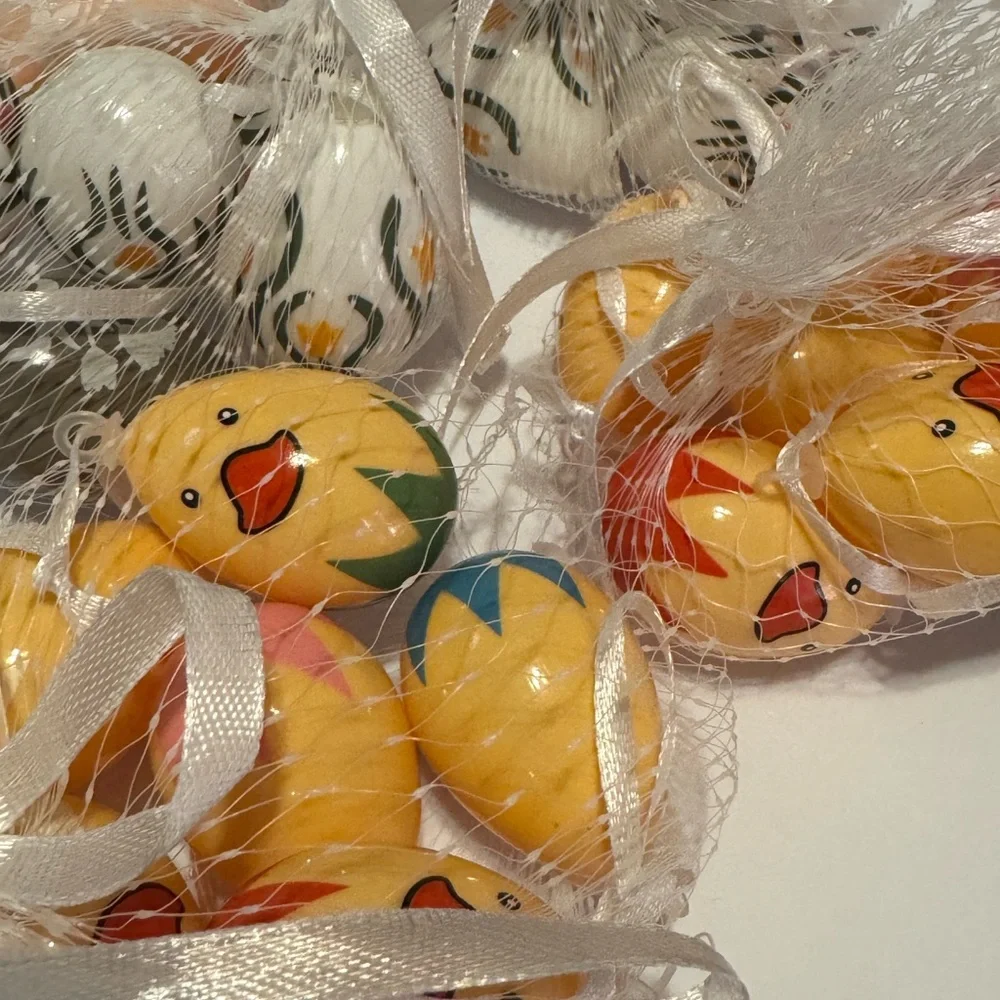 Cute Yellow Chick and Flower Printed Easter Ornaments